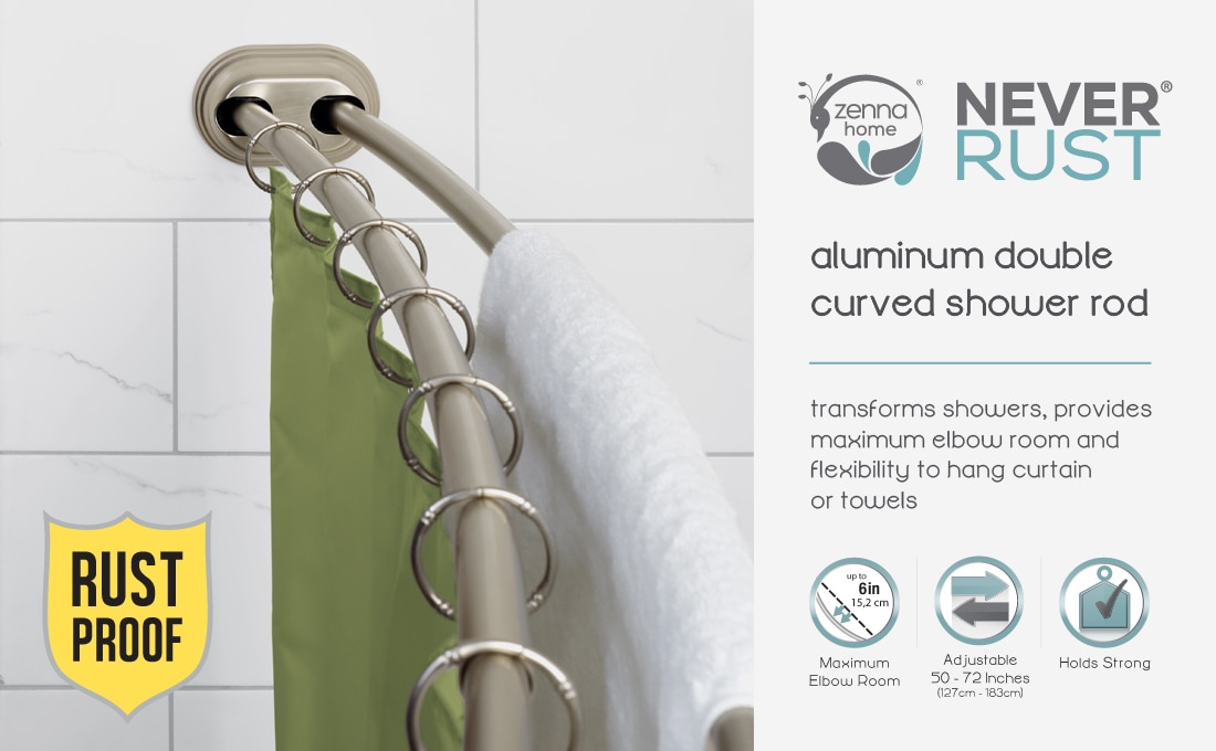 Zenna Home NeverRust 72 in. Aluminum Dual Mount Double Curved Long